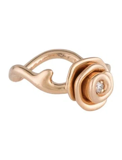 Pre-owned Dior 18k Diamond Small Rose  Couture Ring In Multi
