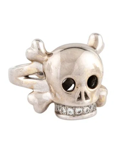Pre-owned Dior 18k Diamond Tete De Mort Skull Ring In Multi