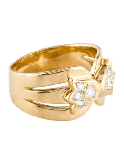 Pre-owned Dior 18k Diamond Tulip Cocktail Ring In Multi