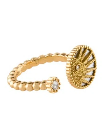 Pre-owned Dior 18k Mother Of Pearl & Diamond Cocktail Ring In White