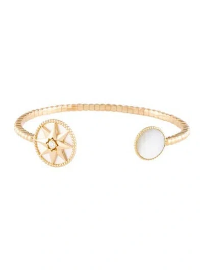 Pre-owned Dior 18k Mother Of Pearl & Diamond Rose Des Vents Bracelet, 6.5" In Multicolor