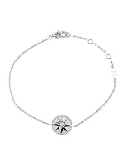 Pre-owned Dior 18k Mother Of Pearl & Diamond Rose Des Vents Bracelet, 7" In Multi