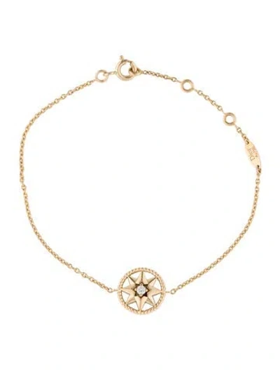 Pre-owned Dior 18k Mother Of Pearl & Diamond Rose Des Vents Bracelet, 7" In Multi