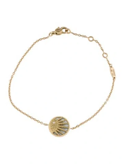 Pre-owned Dior 18k Mother Of Pearl, Onyx & Diamond Rose Céleste Bracelet, 7" In Multi