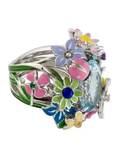 Pre-owned Dior 18k Multistone & Diamond Ette Garden Ring