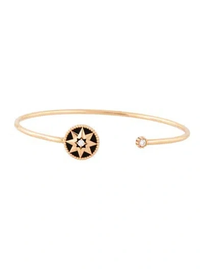 Pre-owned Dior 18k Onyx & Diamond Rose Des Vents Bracelet, 6.25" In Multicolor