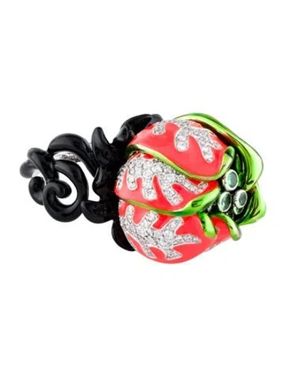 Pre-owned Dior 18k Tsavorite Garnet & Diamond Milly Carnivora Ring In Multi