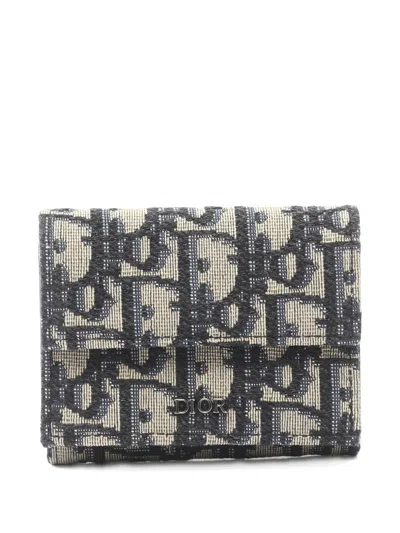Pre-owned Dior 1910s Jacquard Trifold Wallet In Neutral