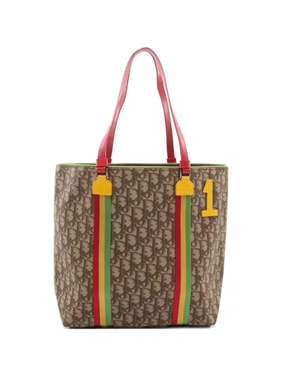 Pre-owned Dior 1910s Rasta Striped Tote Bag In Neutral