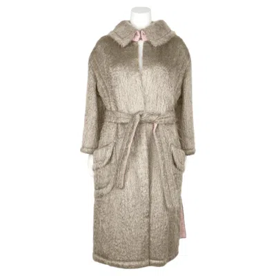 Pre-owned Dior 1950's Attributed To Christian  Reversible Pink/taupe Mohair Coat In Brown