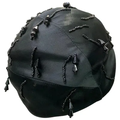 Pre-owned Dior 1950 Miss  Created By Christian  Black Satin Jet Beaded Cloche