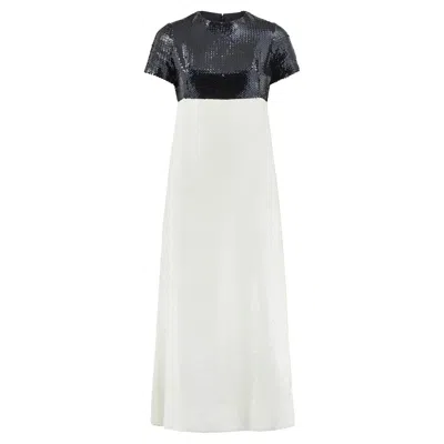 Pre-owned Dior 1960s Christian  Monochromed Sequin Maxi Dress In Gray