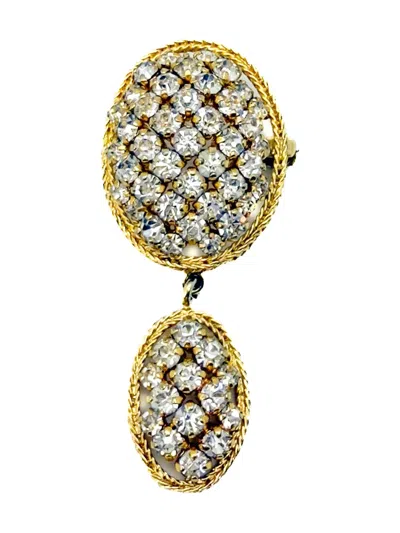 Pre-owned Dior 1961 Lattice Brooch In Gold