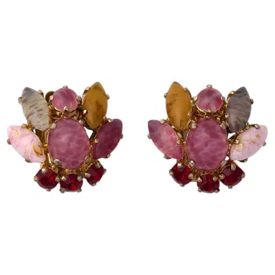 Pre-owned Dior 1963 Christian  Pink And Red Prong Set Gemstone Earrings