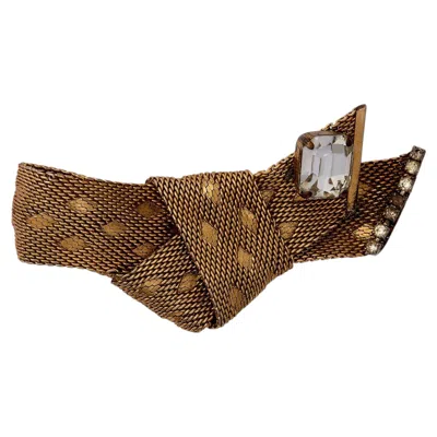 Pre-owned Dior 1964 Christian  Gold Mesh Knotted Brooch With Crystals In Multi