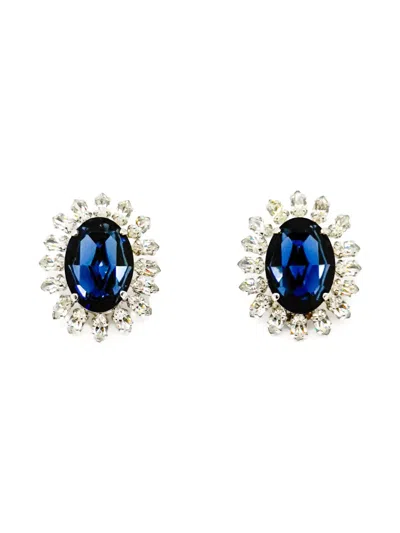 Pre-owned Dior 1968 Crystal-embellished Earrings In Gold