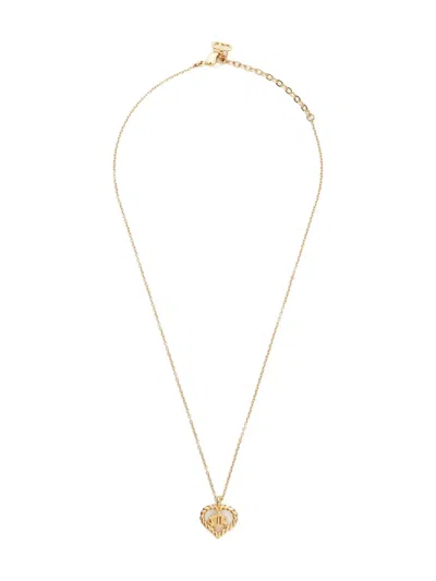 Pre-owned Dior 1970-1990 Logo-heart Necklace In Gold