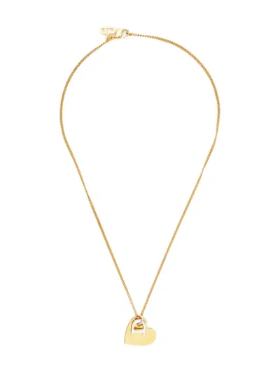 Pre-owned Dior 1970-1990s Heart Necklace In Gold