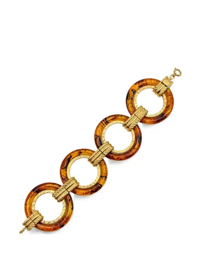 Pre-owned Dior 1970 Tortoiseshell-effect Link Bracelet In Gold