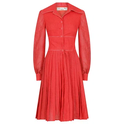 Pre-owned Dior 1970s Christian  Red Checked Dress