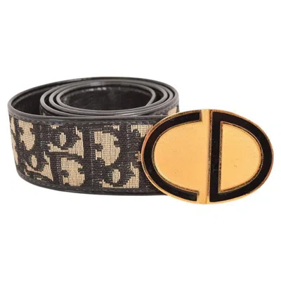 Pre-owned Dior 1970s Christian  Trotter Oblique Monogram Black Jacquard Enamel Buckle Belt