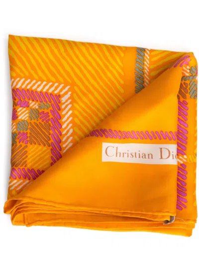 Pre-owned Dior 1970s Geometric-print Scarf In Orange