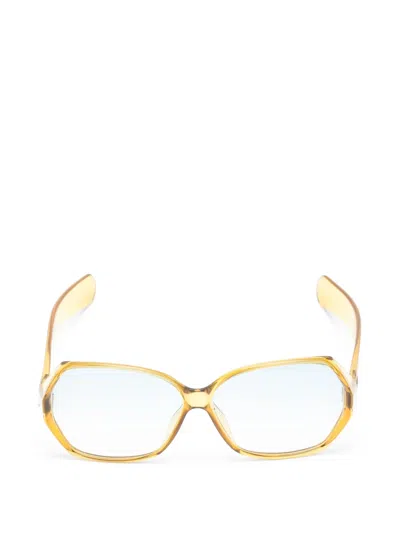Pre-owned Dior 1970s Logo-plaque Sunglasses In Yellow