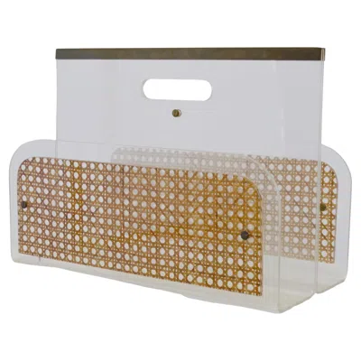 Pre-owned Dior 1970s Lucite, Brass And Cane Magazine Rack For Christian  Home In Gray