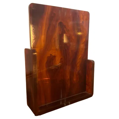 Pre-owned Dior 1970s Mid-century Modern Fake Tortoise Lucite Italian Rectangular Picture Frame In Brown
