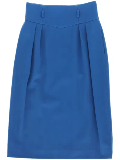 Pre-owned Dior 1970s Pleat Skirt In Blue