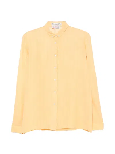 Pre-owned Dior 1970s Striped Button-down Shirt In Yellow