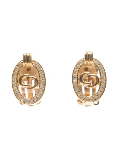 Pre-owned Dior 1980-1990 Cd Logo Clip-on Earrings In Gold