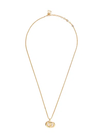 Pre-owned Dior 1980-1990 Cd Pendant Necklace In Gold