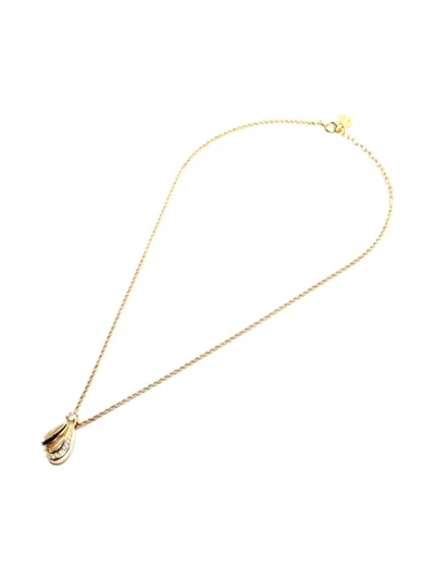Pre-owned Dior 1980-1990 Crystal Pendant Necklace In Gold