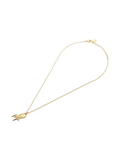 Pre-owned Dior 1980-1990 Logo Chair-motif Necklace In Gold