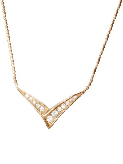 Pre-owned Dior 1980-1990 Rhinestone Necklace In Gold