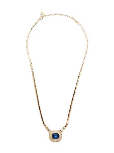 Pre-owned Dior 1980-1990s Gold Chain Sapphire Necklace
