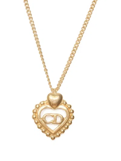 Pre-owned Dior 1980-1990s Heart-shape Necklace In Gold
