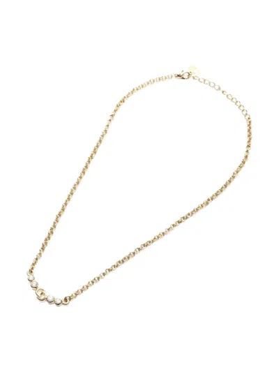 Pre-owned Dior 1980-1990s Logo-detail Crystal Necklace In Gold