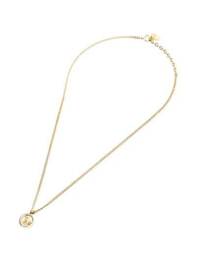 Pre-owned Dior 1980-1990s Logo Necklace In Gold