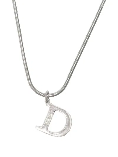 Pre-owned Dior 1980-1990s Logo-pendant Necklace In Silver