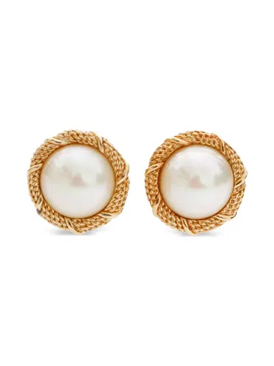 Pre-owned Dior 1980-1990s Pearl Gold Earrings