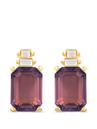 Pre-owned Dior 1980 Amethyst Earrings In Gold