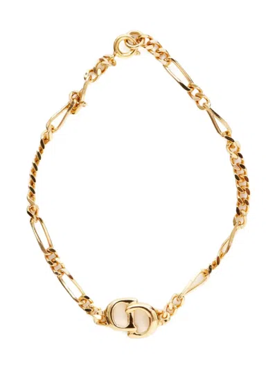 Pre-owned Dior 1980 Cd Chain Bracelet In Gold