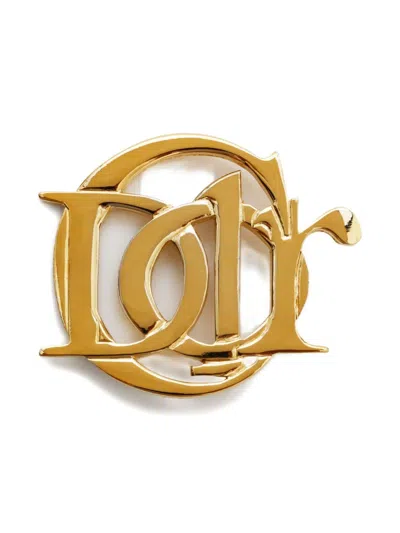 Pre-owned Dior 1980 Cd Monogram Brooch In Gold