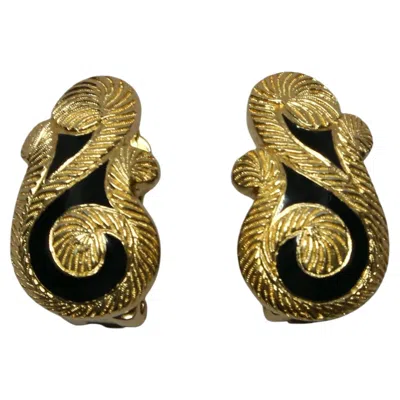 Pre-owned Dior 1980's Christian  Gilt Earrings With Enamel In Multi
