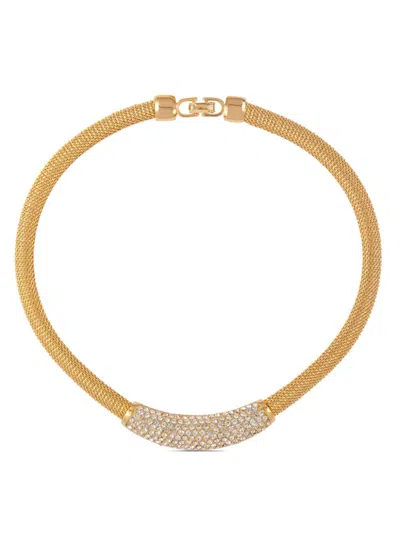 Pre-owned Dior 1980 Crystal-embellished Necklace In Gold