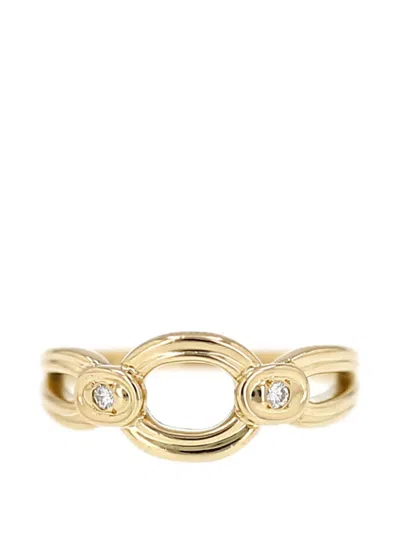 Pre-owned Dior 1980's Diamond-embellishment Ring In Gold