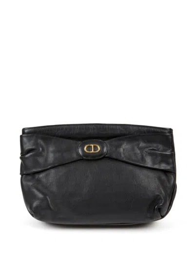 Pre-owned Dior 1980 Leather Clutch Bag In Schwarz