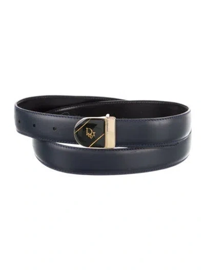 Pre-owned Dior 1980's Leather Waist Belt In Black